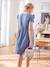 Musselin-Kleid, Schwangerschaft und Stillzeit jeansblau+sauge+weiß 