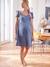 Robe de grossesse et d'allaitement gaze de coton blanc+bleu jean+Marine+sauge 