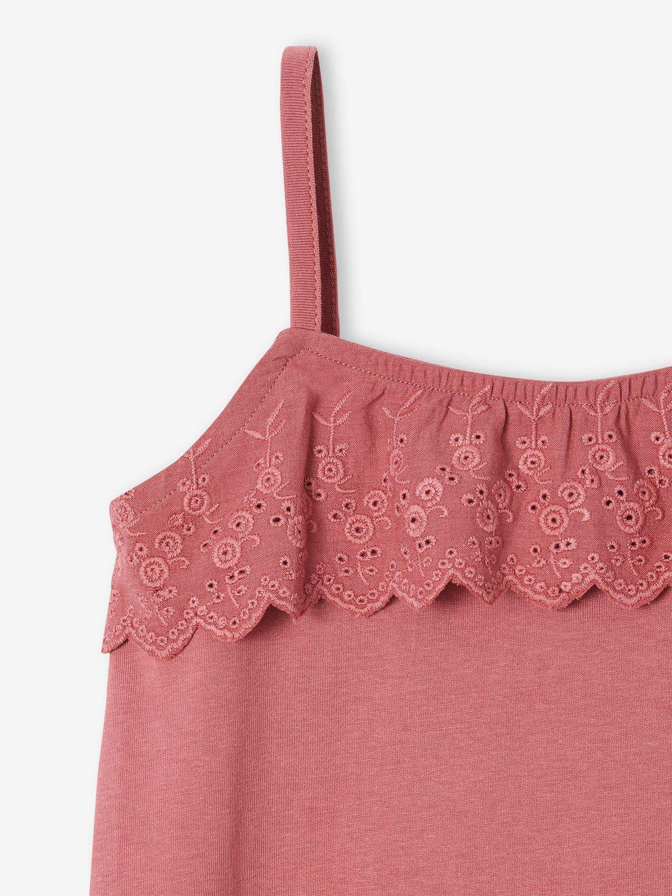 Débardeur Fille VERTBAUDET Avec Volants Broderie Anglaise - 100% Coton - Style Ethnique Chic Débardeur Fille Broderie Anglaise Volant été Pur Coton Débardeur Fille VERTBAUDET Avec Volants Broderie Anglaise - 100% Coton - Style Ethnique Chic Débardeur Fille Broderie Anglaise Volant été Pur Coton