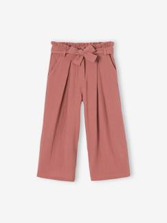 Fille-Pantacourt fille large gaze de coton style paperbag 