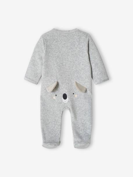 Dors-bien bébé personnalisable animal en velours beige chiné+gris chiné 