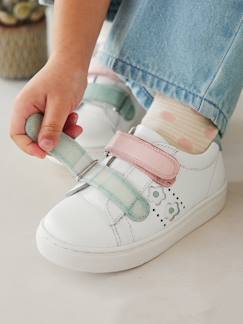 Chaussures-Chaussures fille 23-38-Baskets, tennis-Baskets scratchées filles en cuir