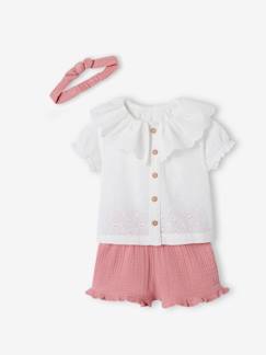 Baby-Set-Mädchen Baby-Set: Bluse, Shorts & Haarband