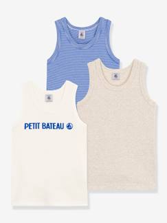 Junge-Unterwäsche-Unterhemd-3er-Pack Jungen Trägershirts PETIT BATEAU, Bio-Baumwolle