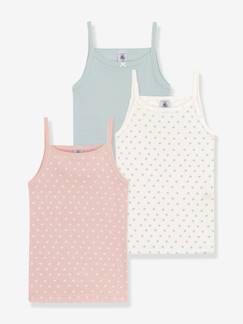 Fille-Sous-vêtement-Lot de 3 chemises à bretelles en coton bio PETIT BATEAU