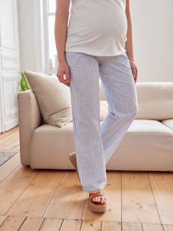 Vêtements de grossesse-Pantalon-Pantalon large rayé de grossesse