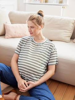 Umstandsmode-T-Shirt, Top-Streifenshirt für Schwangerschaft & Stillzeit