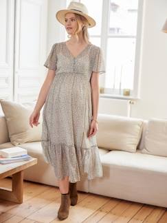 Umstandsmode-Kleid-Maxikleid mit Volants für Schwangerschaft & Stillzeit