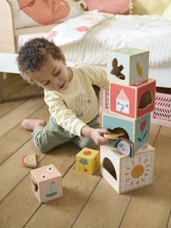 Spielzeug-Erstes Spielzeug-Erstes Lernspielzeug-Baby Stapelturm mit Steckspiel aus Holz FSC®