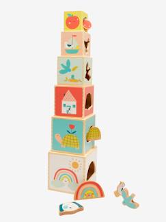 Spielzeug-Erstes Spielzeug-Erstes Lernspielzeug-Baby Stapelturm mit Steckspiel „Tansania“ aus Holz FSC®