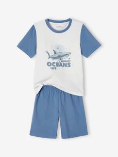 Junge-Pyjama, Overall-Kurzer Jungen Schlafanzug Basic mit Hai