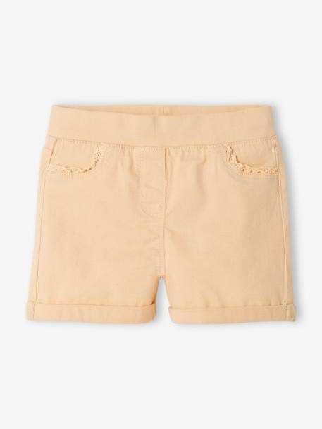 Mädchen Shorts, Makrameespitze aprikose pudrig+ERDBEER+grün 