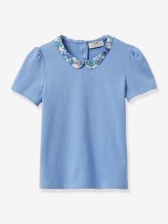 -Tee-shirt fille col en tissu Liberty® CYRILLUS coton bio