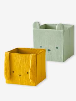 Chambre et rangement-Lot de 2 bacs de rangement animaux gaze de coton