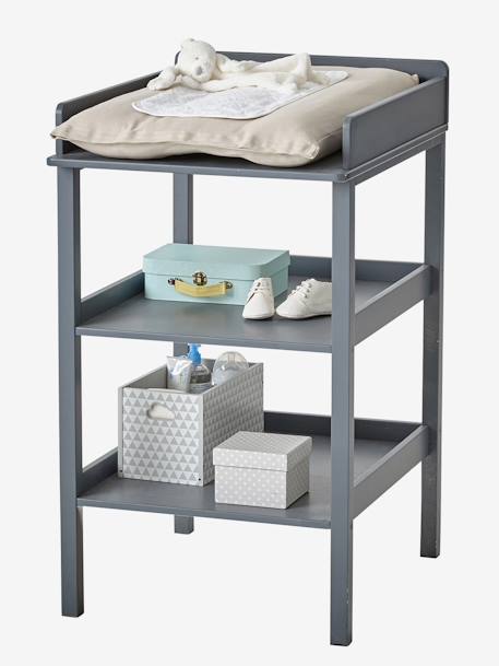 Wickeltisch mit 2 Ablagen Grau+Weiss 