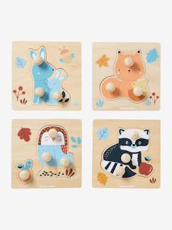 Jouet-Lot de 4 puzzles boutons LES AMIS DE LA FORÊT en bois FSC®