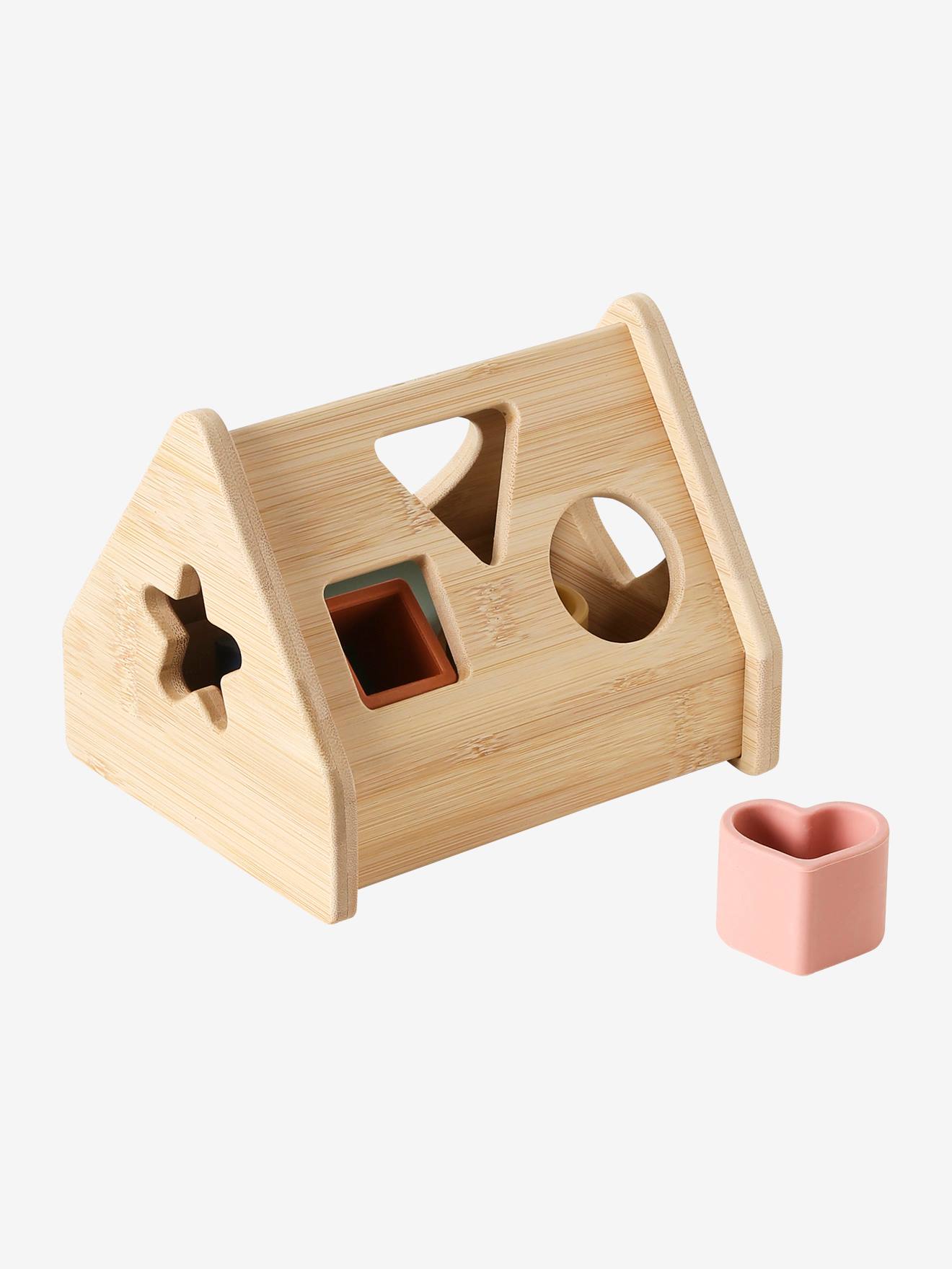 Triangle des formes à encastrer en bois et silicone - beige, Jouet