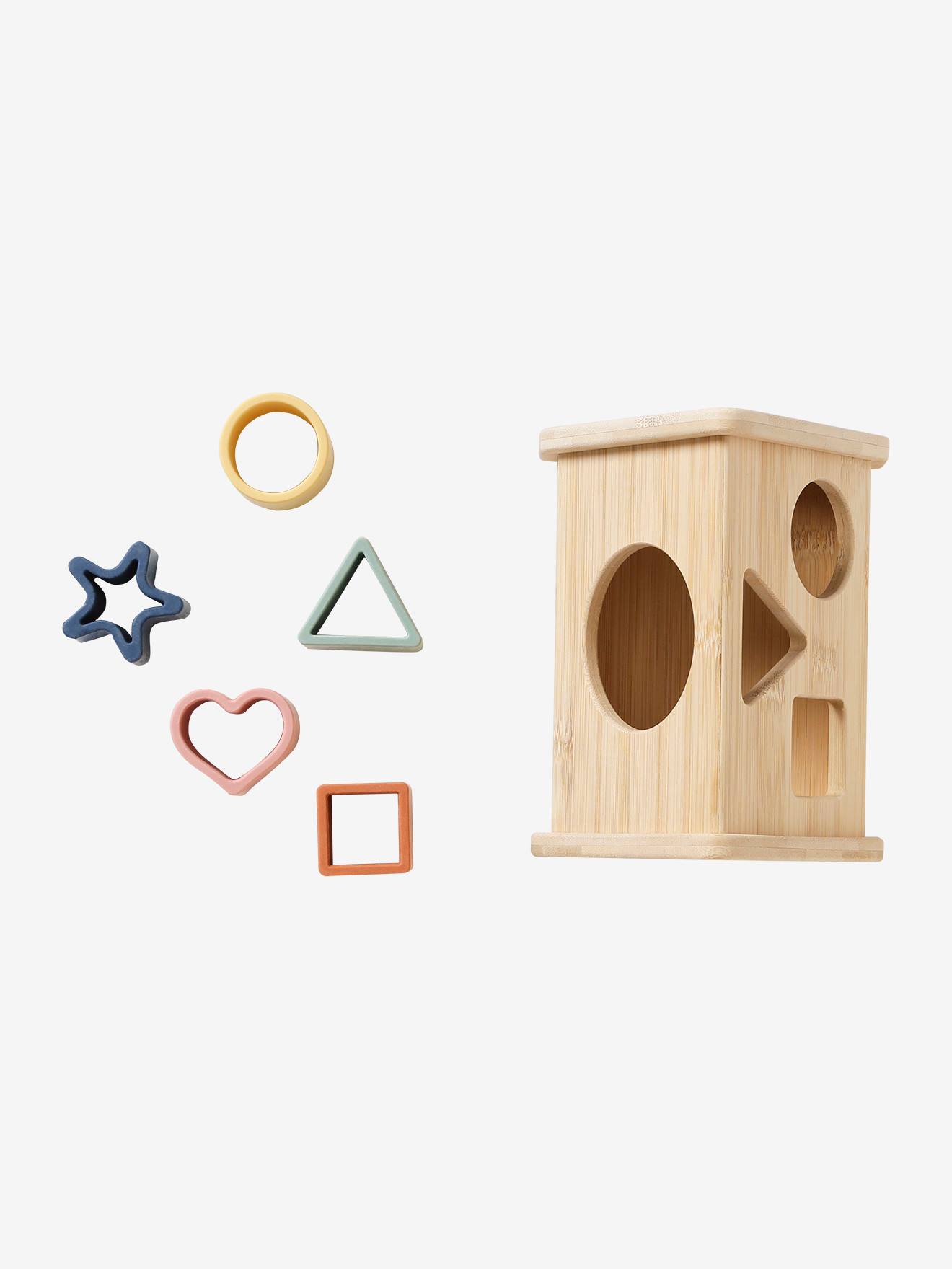 Triangle des formes à encastrer en bois et silicone - beige, Jouet