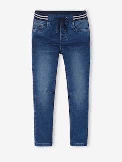 Garçon-Jean garçon droit facile à enfiler denim effet molleton 