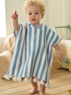 Baby-Badecape, Bademantel-Bade-Poncho mit Pompons