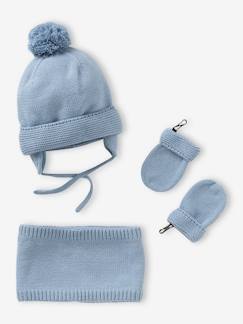 Baby-Accessoires-Jungen Baby-Set: Mütze, Rundschal & Fäustlinge BASICS