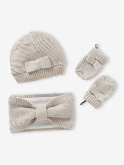 Baby-Accessoires-Mädchen Baby-Set: Mütze, Rundschal & Fäustlinge