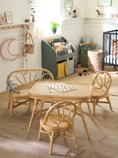 Lot 2 chaises et table en rotin