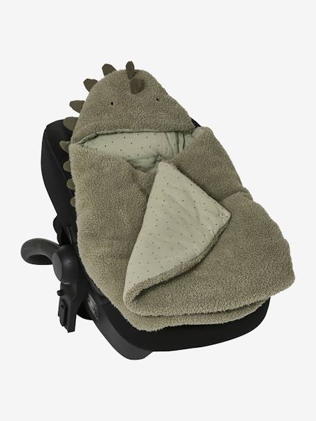 Nid d'ange transformable en peluche Ourson beige+écru+gris souris+kaki+rose imprimé 