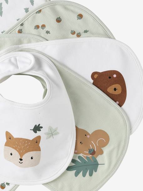 Lot de 7 bavoirs naissance vertbaudet blanc jungle+Hérisson+multicolore+rose pâle+vert d'eau 