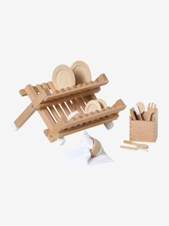 Spielzeug-Nachahmungsspiele-Kinder Küchen-Spielset mit Abtropfgestell Holz FSC