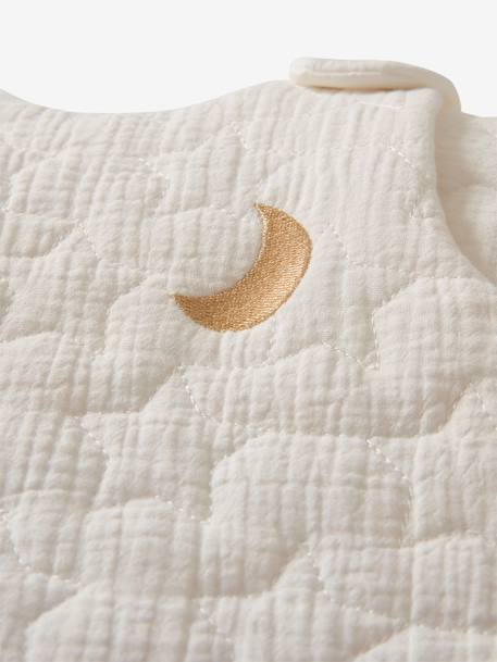 Bio-Kollektion: Baby Schlafsack mit abnehmbaren Ärmeln 'Traumnächte' - Baumwollgaze karamell+marine+wollweiß 