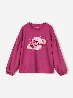 Fille-T-shirt, sous-pull-Tee-shirt détails brillants et message velours fille