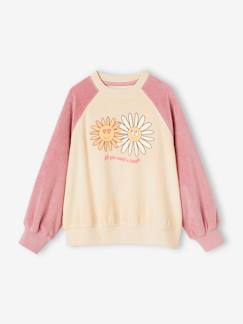 Fille-Sweat raglan en éponge motifs fleurs pop fille