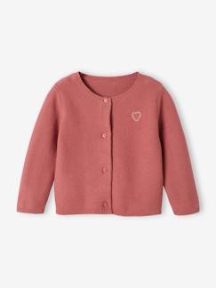 Bébé-Pull, gilet, sweat-Gilet-Cardigan broderie dorée coeur bébé