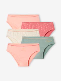 Fille-Sous-vêtement-Culotte-Lot de 5 culottes fantaisie fille en maille côtelée