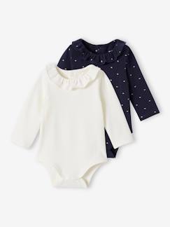 Baby-T-Shirt, Unterziehpulli-2er-Pack Baby Bodys mit Bubikragen Oeko-Tex