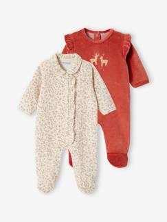 Baby-Strampler, Pyjama, Overall-2er-Pack Mädchen Baby Samt-Strampler Oeko-Tex