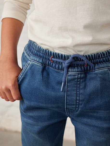 Pantalon en molleton effet denim facile à enfiler garçon DENIM GRIS CLAIR+stone 