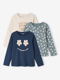 Fille-T-shirt, sous-pull-T-shirt-Lot de 3 tee-shirts fille manches longues