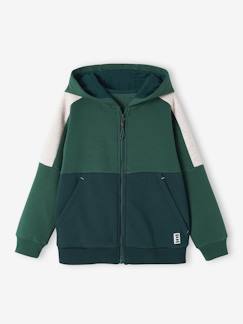Garçon-Sweat garçon zippé à capuche effet colorblock sport 