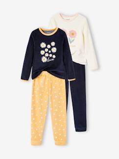 Mädchen-Pyjama, Overall-2er-Pack Mädchen Samt-Schlafanzüge, Margeriten