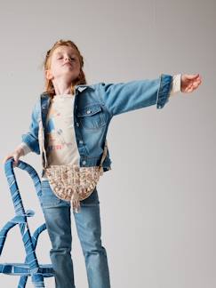 Fille-Manteau, veste-Veste en jean animation fleurs pop au dos fille