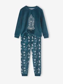 Junge-Pyjama, Overall-Jungen Schlafanzug aus Samt, nachtleuchtende Rakete