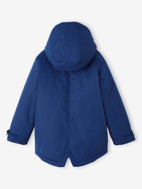 Parka 3 en 1 garçon avec blouson amovible bleu électrique+bleu grisé+kaki+Marine grisé+noix de pécan 