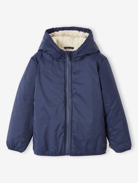 Parka 3 en 1 garçon avec blouson amovible bleu électrique+kaki+Marine grisé+noix de pécan 