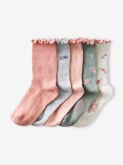 Mädchen-Unterwäsche-5er-Pack Mädchen Socken, Ajourstrick/Rippstrick Oeko-Tex