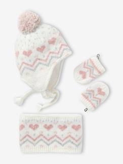 Baby-Accessoires-Mädchen Baby-Set: Mütze, Rundschal & Fäustlinge