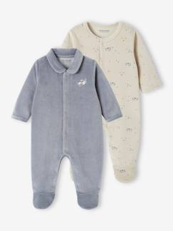 Baby-Strampler, Pyjama, Overall-2er-Pack Baby Samtstrampler, Öffnung vorn Oeko-Tex