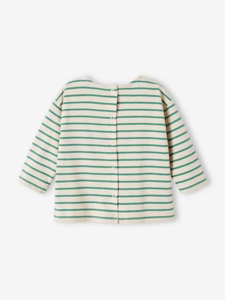 Tee-shirt rayé bébé manches longues noix de pécan+rayé bleu+rayé vert 