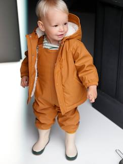 Baby-Mantel, Overall, Ausfahrsack-Mantel-Baby-Set: Thermo-Regenjacke mit Webpelz und Matschhose, Recycling-Polyester